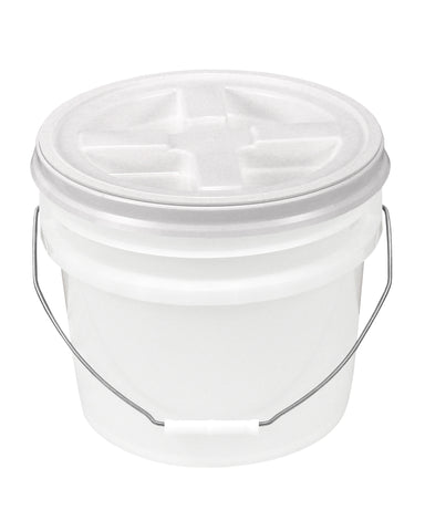 White 3.5 Gallon Bucket with Wire Handle and Choice of White or Colored  Gamma Seal Lid - starting quantity 1 count - FREE SHIPPING - ePackageSupply